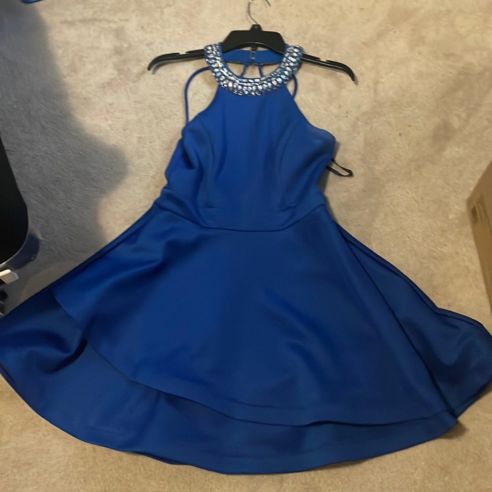 Blue B. Darlin halter open back dress. Size 11/12